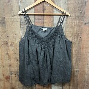 Festi by Torrid 3X Crochet Boho Tank Gray Flowy Festival Top Plus